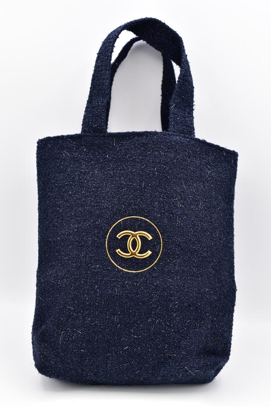 Chanel Beauty GWP Holiday Mini Tote Travel Makeup Bag Metallic Navy Gold 2025